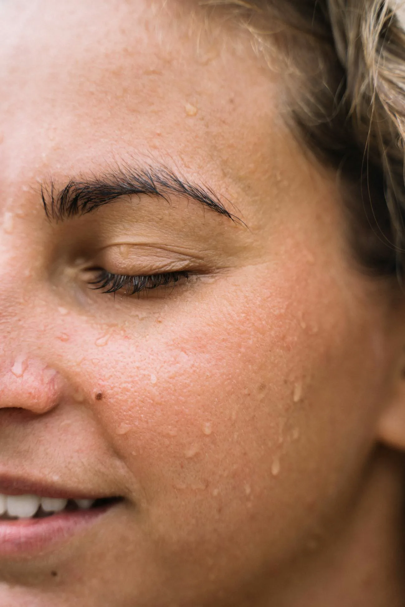 Dewy, glowing skin after a facial treatment